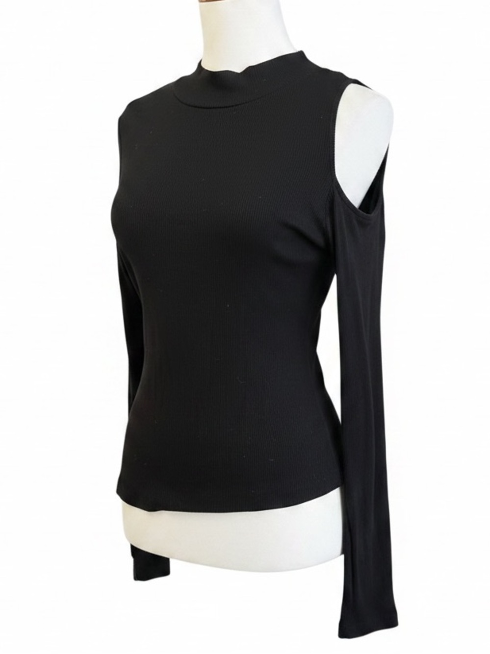 LNA Black Mock Neck Cold Shoulder Top Size Medium